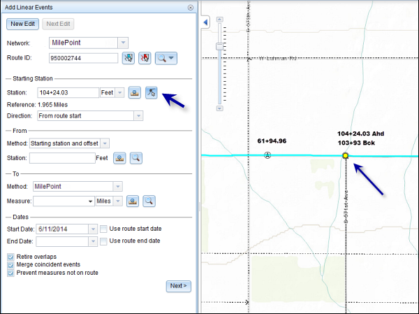 Selecting a station on the route